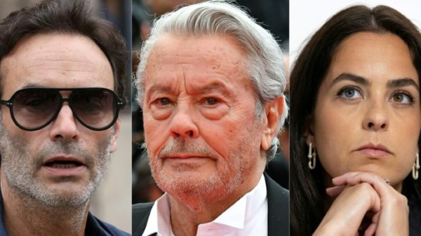 Alain Delon (centre), his son Anthony and daughter Anouchka have been at the centre of a very public family feud since the start of the year