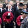 The king laid a wreath on the Cenotaph shortly after the nation fell silent at 11:00 am to honour its war dead