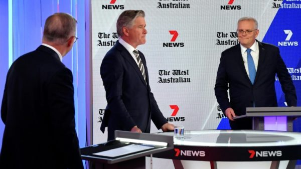 Ahead of the May 21 federal election, Australian Prime Minister Scott Morrison (R) and opposition leader Anthony Albanese have sparred on a number of policy issues including climate change