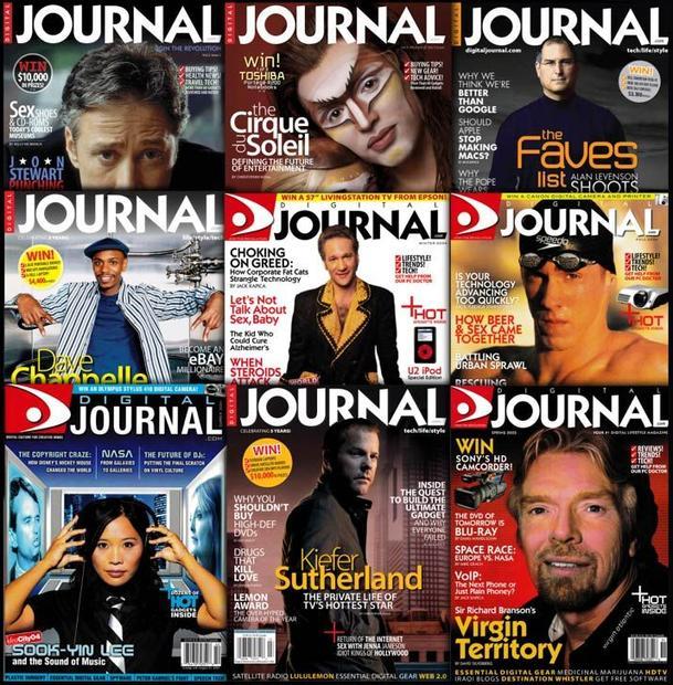 A selection of Digital Journal magazine covers.
