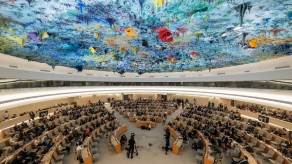 The UN Human Rights Council meets at the Palais des Nations in Geneva